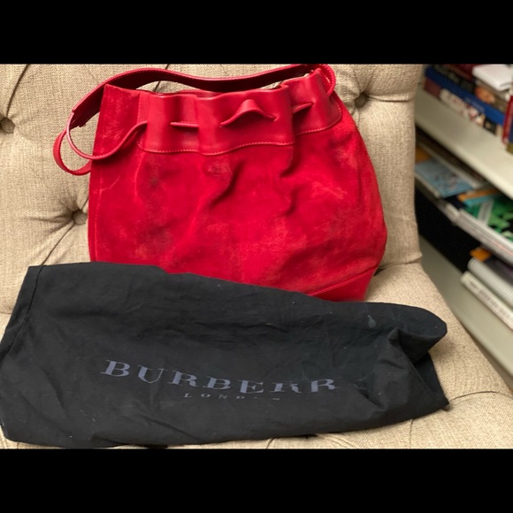 Burberry Red Suede Bucket Bag - Picture 6 of 6